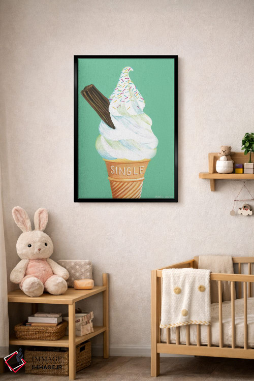 تابلو دکوراتیو بستنی روی زمینه سبز نعنایی اثر کیرستین وود - D4B