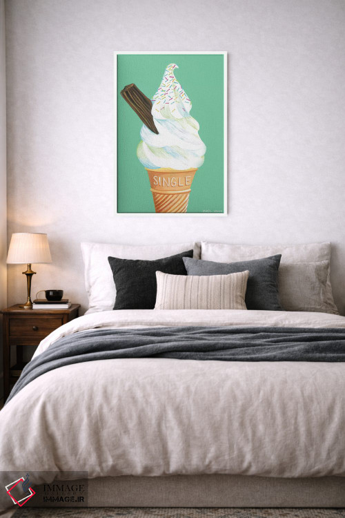 تابلو دکوراتیو بستنی روی زمینه سبز نعنایی اثر کیرستین وود - D6W