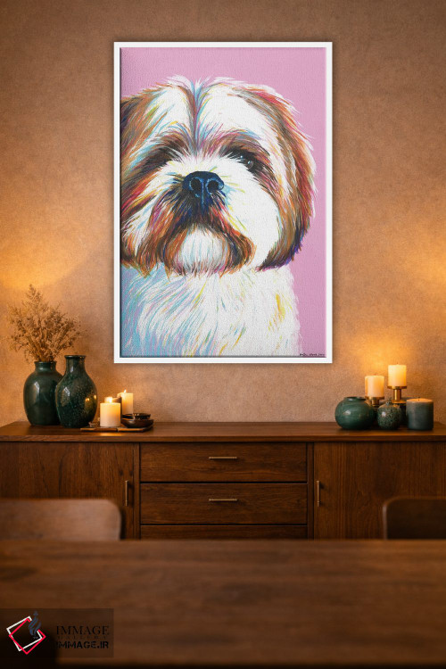 تابلو دکوراتیو شیتزو روی زمینه صورتی اثر کیرستین وود - D1W