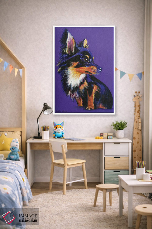 تابلو دکوراتیو چی واوا روی زمینه بنفش اثر کیرستین وود - D1W