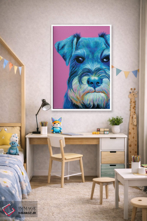 تابلو دکوراتیو اشناوزر روی زمینه صورتی اثر کیرستین وود - D1W