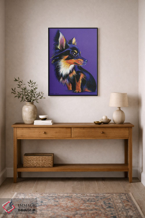 تابلو دکوراتیو چی واوا روی زمینه بنفش اثر کیرستین وود - D2B