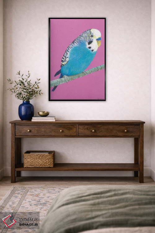 تابلو دکوراتیو مرغ عشق آبی اثر کیرستین وود - D5B