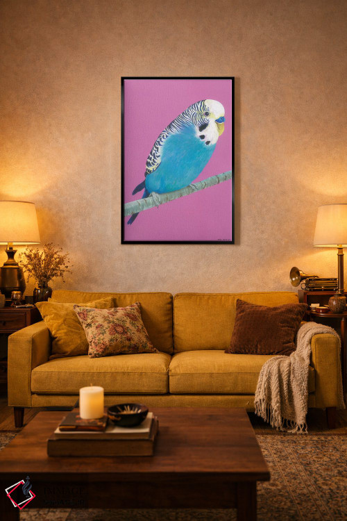 تابلو دکوراتیو مرغ عشق آبی اثر کیرستین وود - D4B