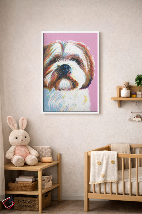 تابلو دکوراتیو شیتزو روی زمینه صورتی اثر کیرستین وود - D3W