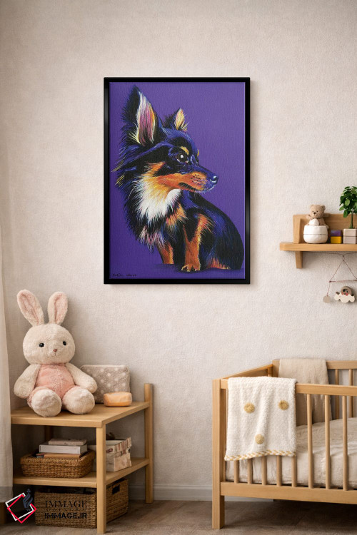 تابلو دکوراتیو چی واوا روی زمینه بنفش اثر کیرستین وود - D5B