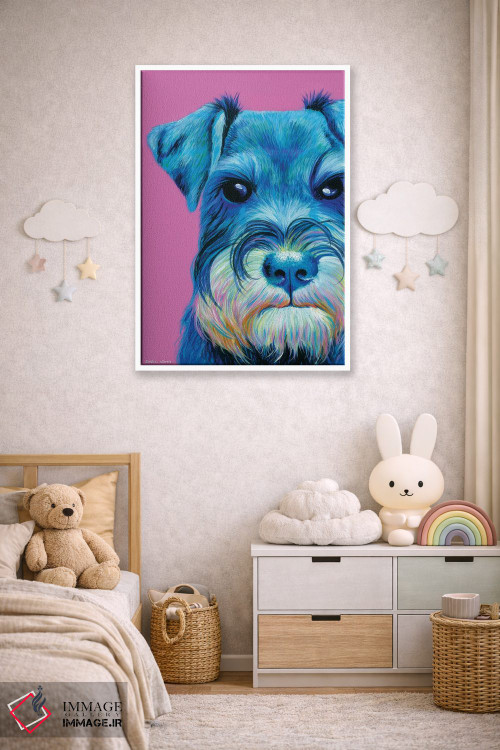 تابلو دکوراتیو اشناوزر روی زمینه صورتی اثر کیرستین وود - D3W