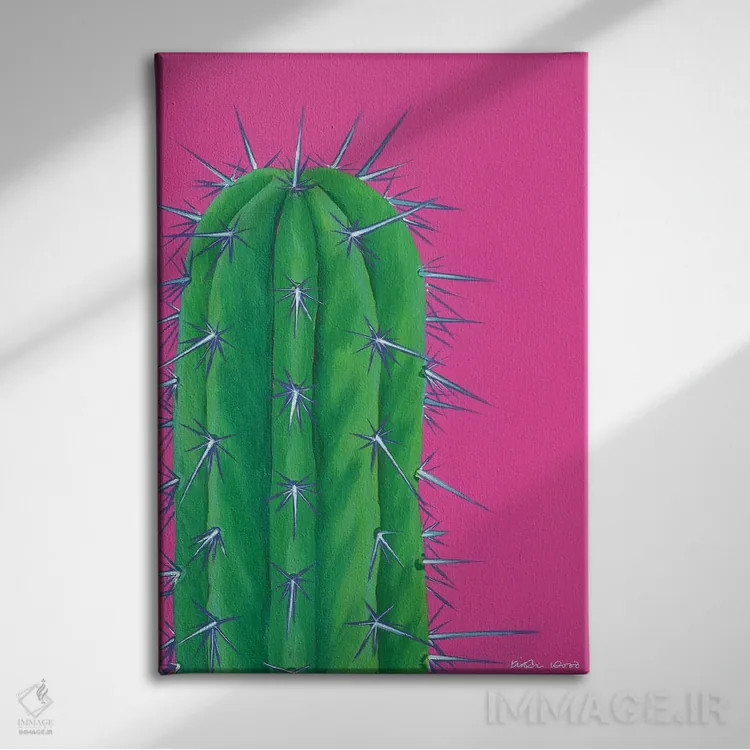 تابلو دکوراتیو کاکتوس تیغ دار اثر کیرستین وود - نمای روبهرو روی دیوار