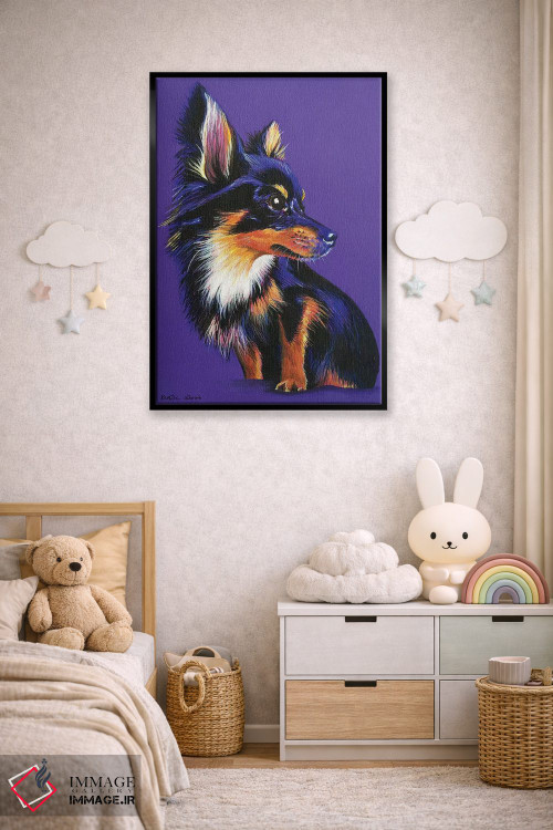 تابلو دکوراتیو چی واوا روی زمینه بنفش اثر کیرستین وود - D6B