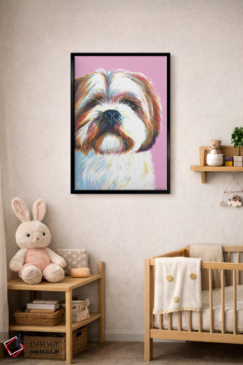 تابلو دکوراتیو شیتزو روی زمینه صورتی اثر کیرستین وود - D4B