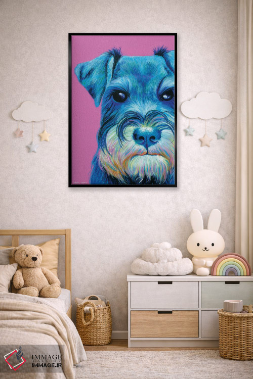 تابلو دکوراتیو اشناوزر روی زمینه صورتی اثر کیرستین وود - D5B