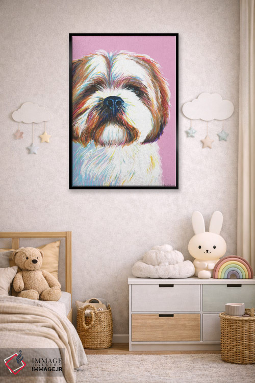 تابلو دکوراتیو شیتزو روی زمینه صورتی اثر کیرستین وود - D5B