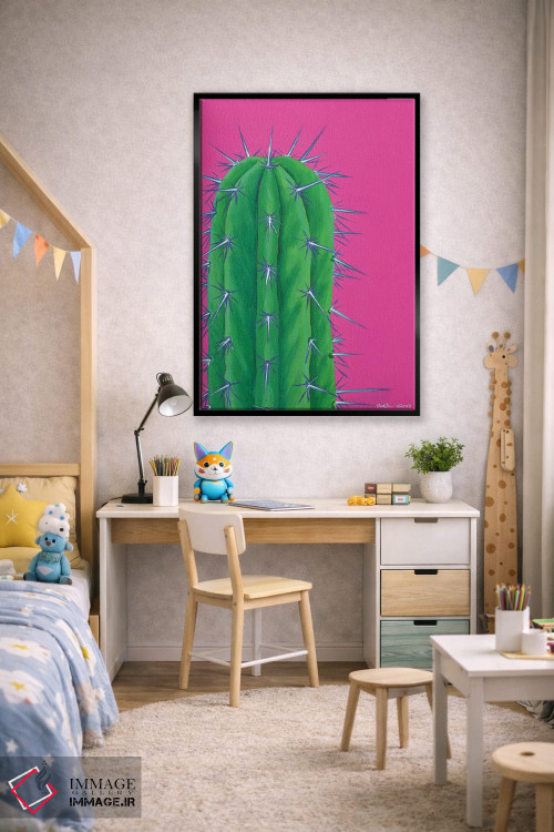 تابلو دکوراتیو کاکتوس تیغ دار اثر کیرستین وود - D2B