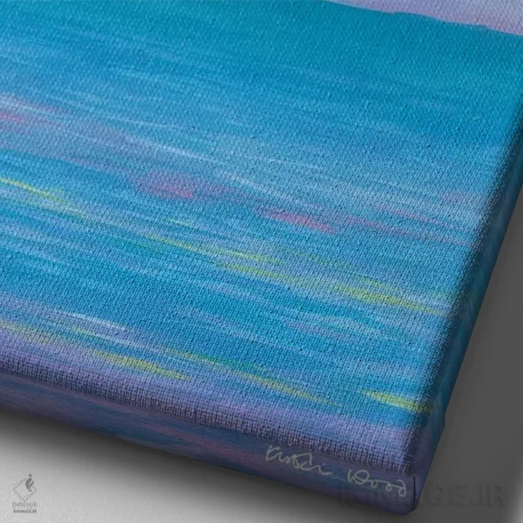 تابلو انتزاعی ساحل غروب اثر کیرستین وود - نمای نزدیک بافت بوم