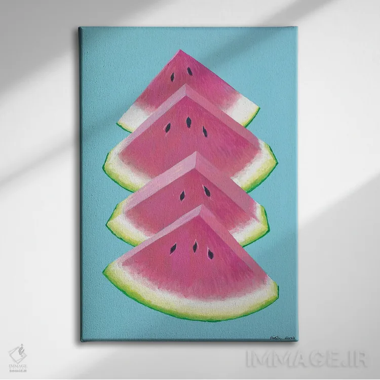 تابلو مینیمال قاچ های هندوانه اثر کیرستین وود - نمای روبهرو روی دیوار