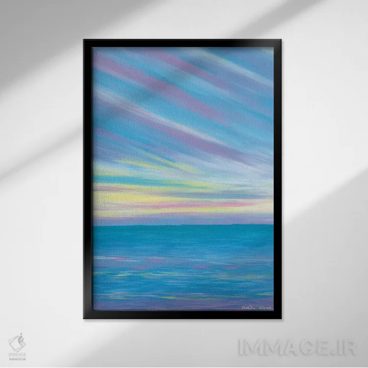 تابلو انتزاعی ساحل غروب اثر کیرستین وود - نمای قابدار مشکی