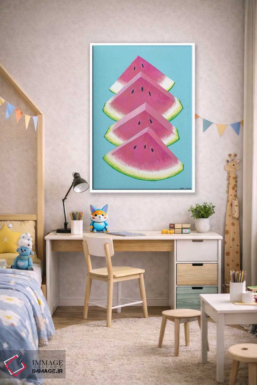 تابلو مینیمال قاچ های هندوانه اثر کیرستین وود - D1W