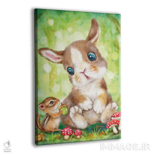 تابلو دکوراتیو خرگوش و سنجاب اثر کایومی هارای - نمای پرسپکتیو محصول