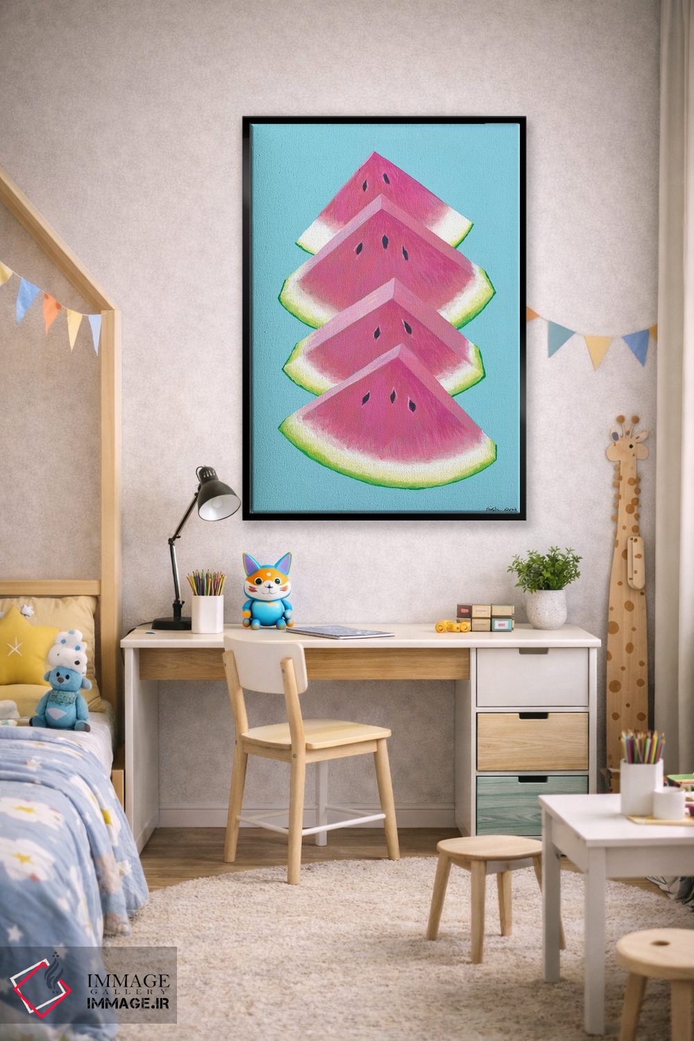 تابلو مینیمال قاچ های هندوانه اثر کیرستین وود - D2B