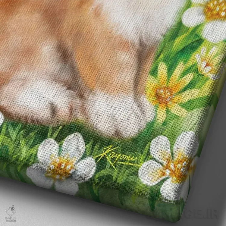 تابلو دکوراتیو اندیشه های خرگوشی اثر کایومی هارای - نمای نزدیک بافت بوم