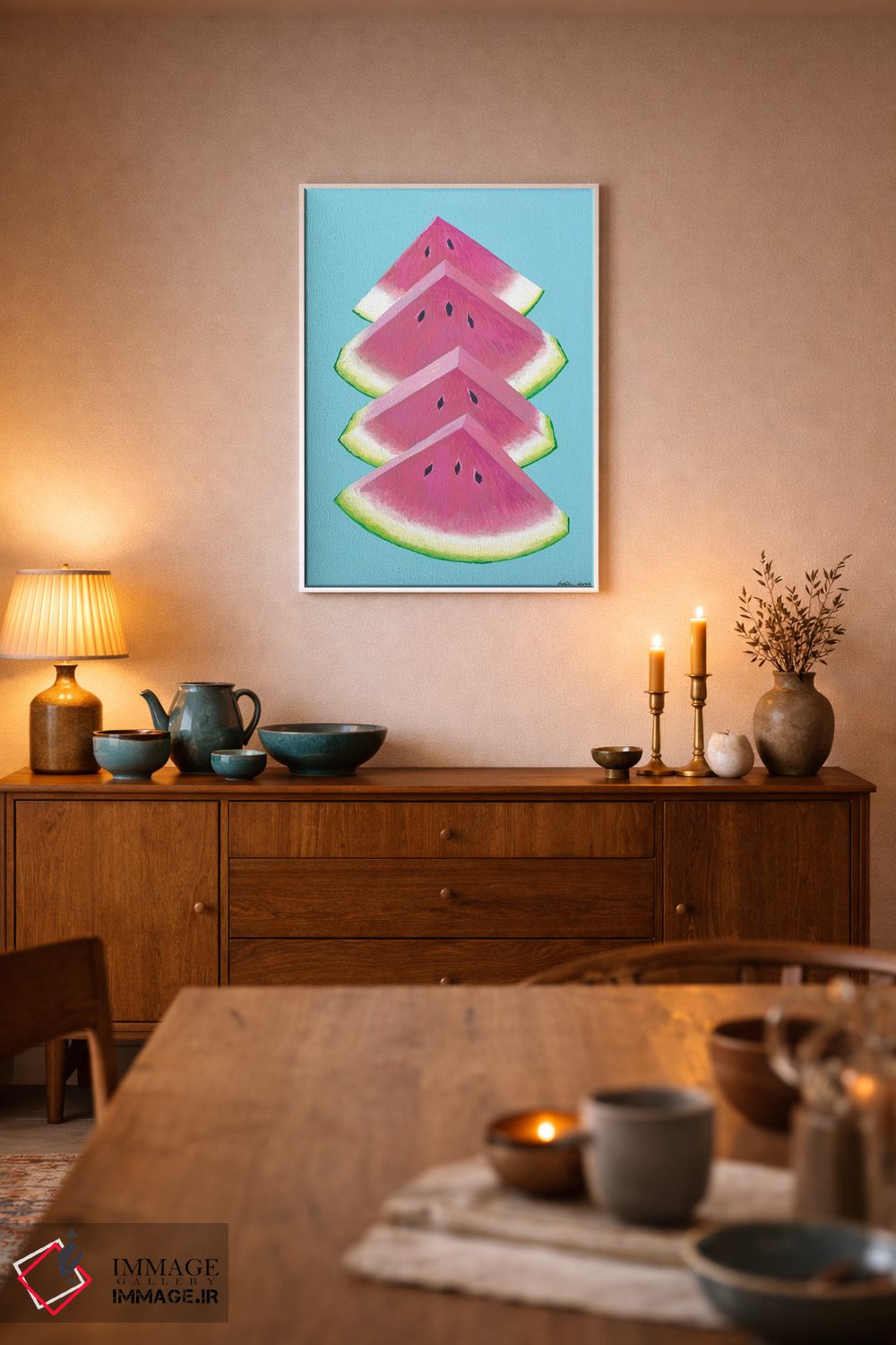 تابلو مینیمال قاچ های هندوانه اثر کیرستین وود - D6W