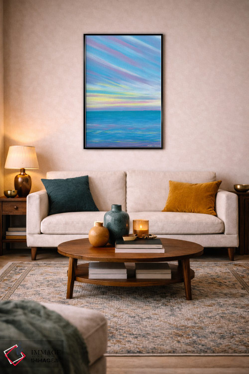 تابلو انتزاعی ساحل غروب اثر کیرستین وود - D6B