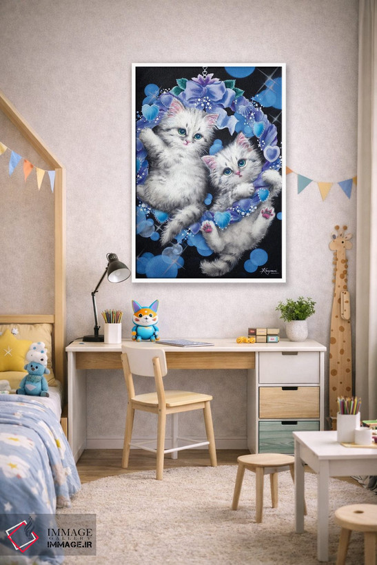 تابلو دکوراتیو حلقه گل آبی اثر کایومی هارای - D1W