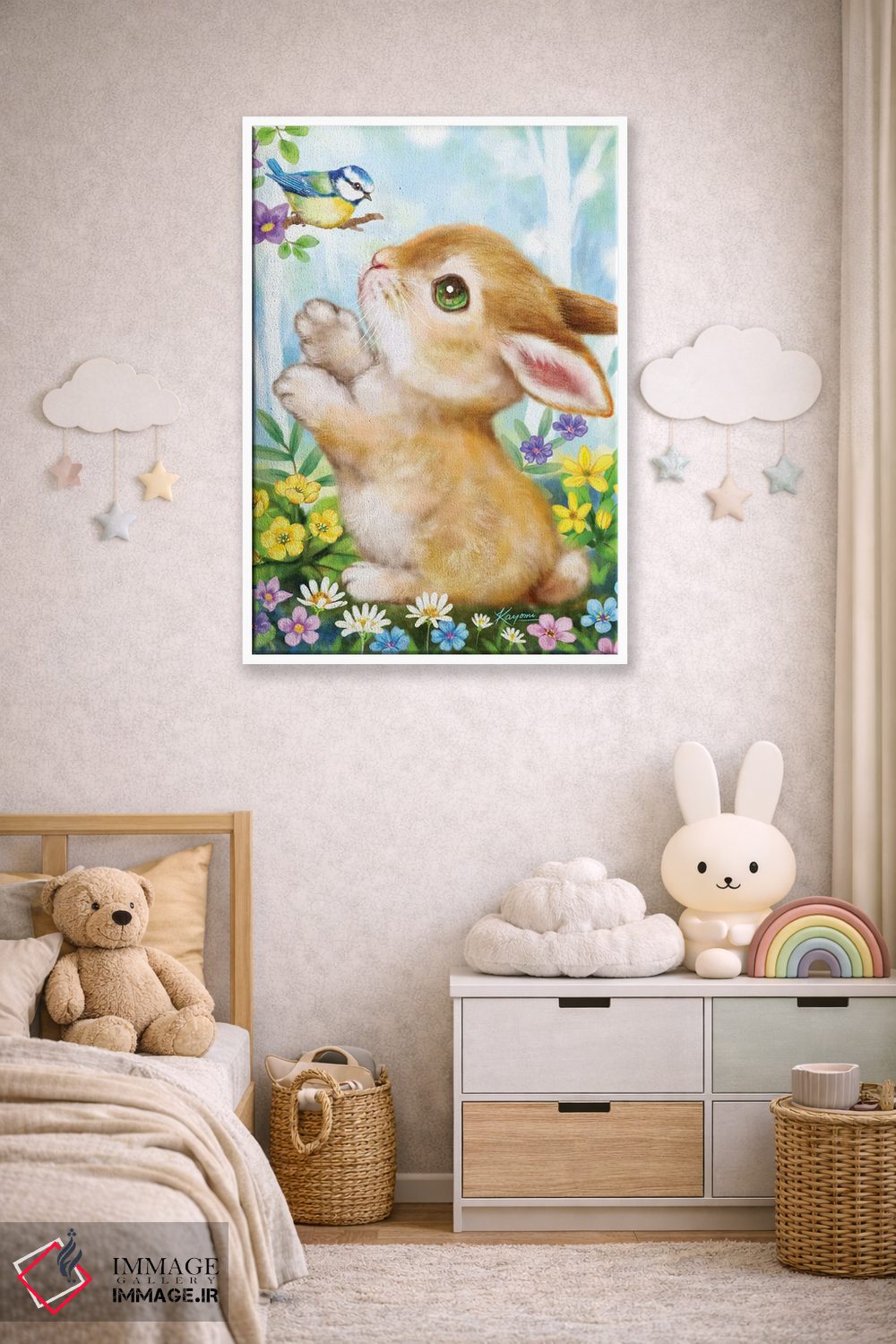 تابلو دکوراتیو خرگوش و پرنده اثر کایومی هارای - D3W