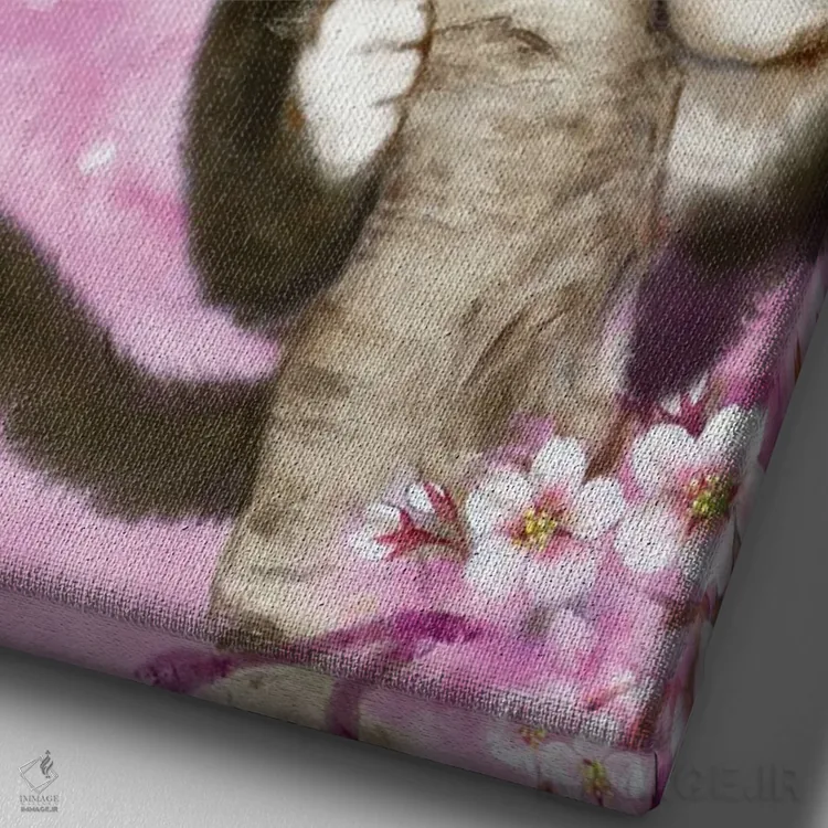 تابلو دکوراتیو نگهبان درخت گیلاس اثر کایومی هارای - نمای نزدیک بافت بوم