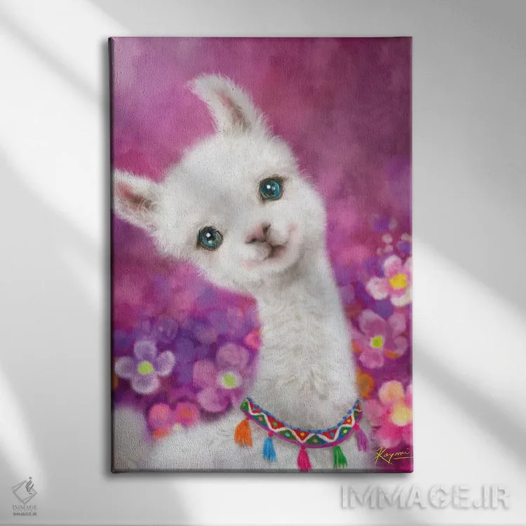 تابلو دکوراتیو لامای شاد اثر کایومی هارای - نمای روبهرو روی دیوار