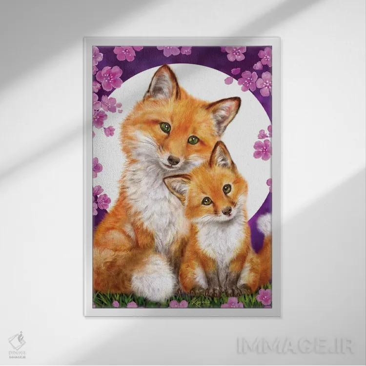 تابلو دکوراتیو شب گلگون اثر کایومی هارای - نمای قابدار سفید
