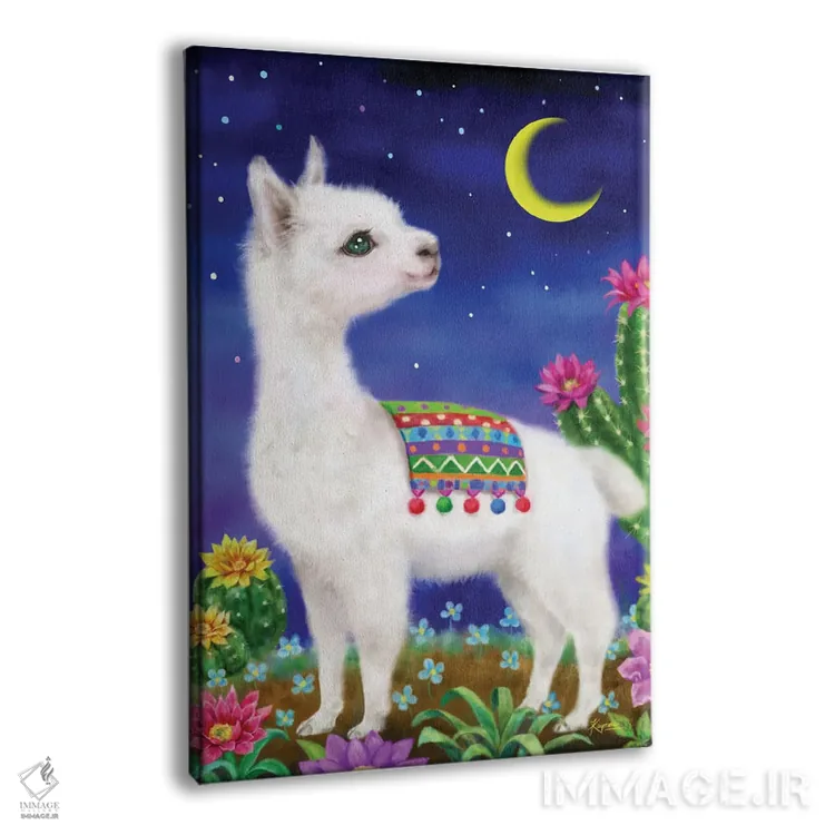 تابلو دکوراتیو لاما در نور ماه اثر کایومی هارای - نمای پرسپکتیو محصول