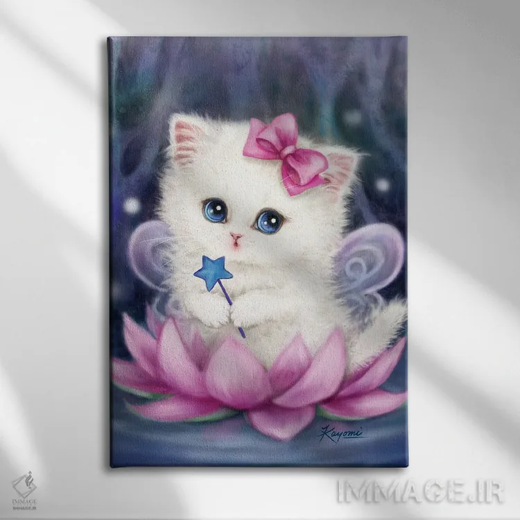 تابلو دکوراتیو پری نیلوفر آبی اثر کایومی هارای - نمای روبهرو روی دیوار