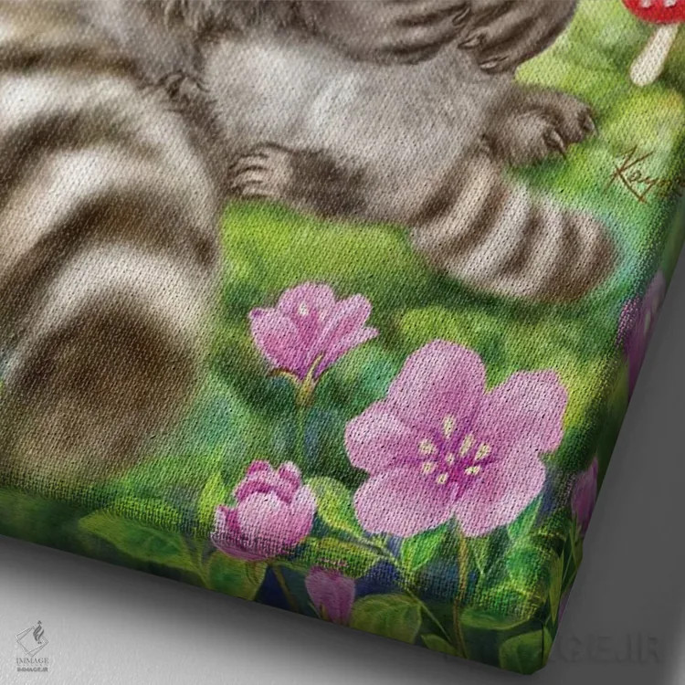 تابلو دکوراتیو در آغوش مادر اثر کایومی هارای - نمای نزدیک بافت بوم