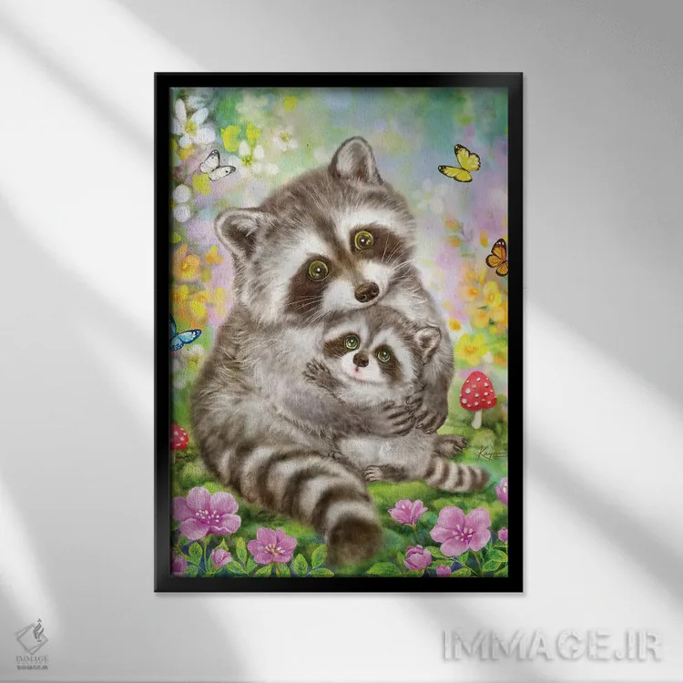 تابلو دکوراتیو در آغوش مادر اثر کایومی هارای - نمای قابدار مشکی