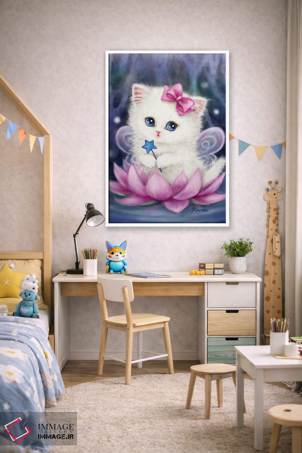 تابلو دکوراتیو پری نیلوفر آبی اثر کایومی هارای - D1W