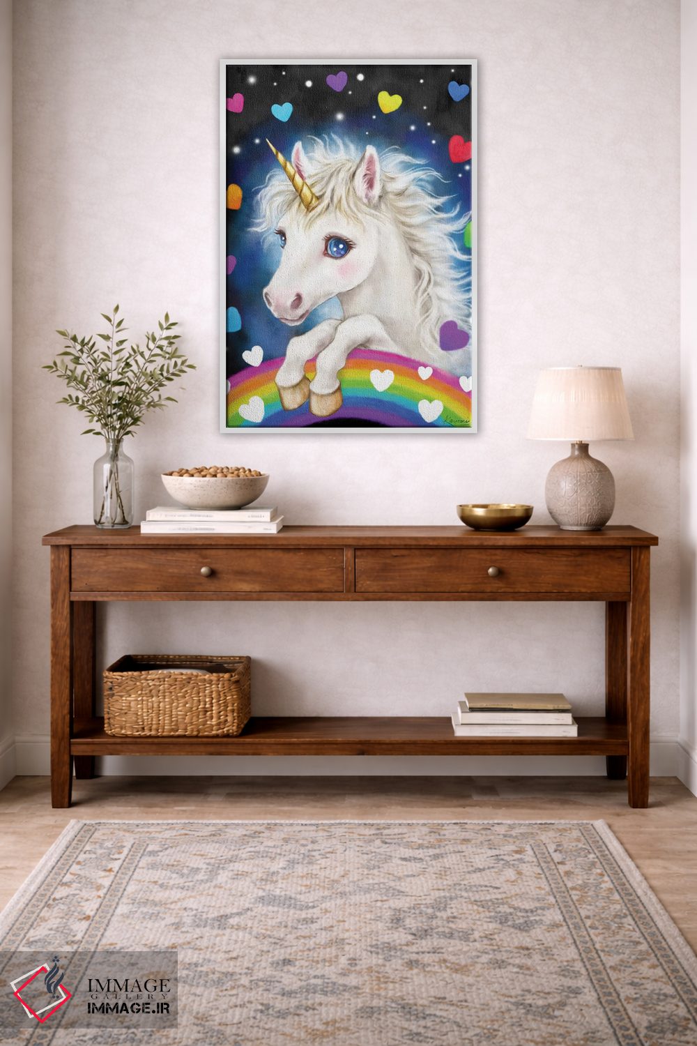 تابلو دکوراتیو اسب تک شاخ دوست داشتنی اثر کایومی هارای - D2W