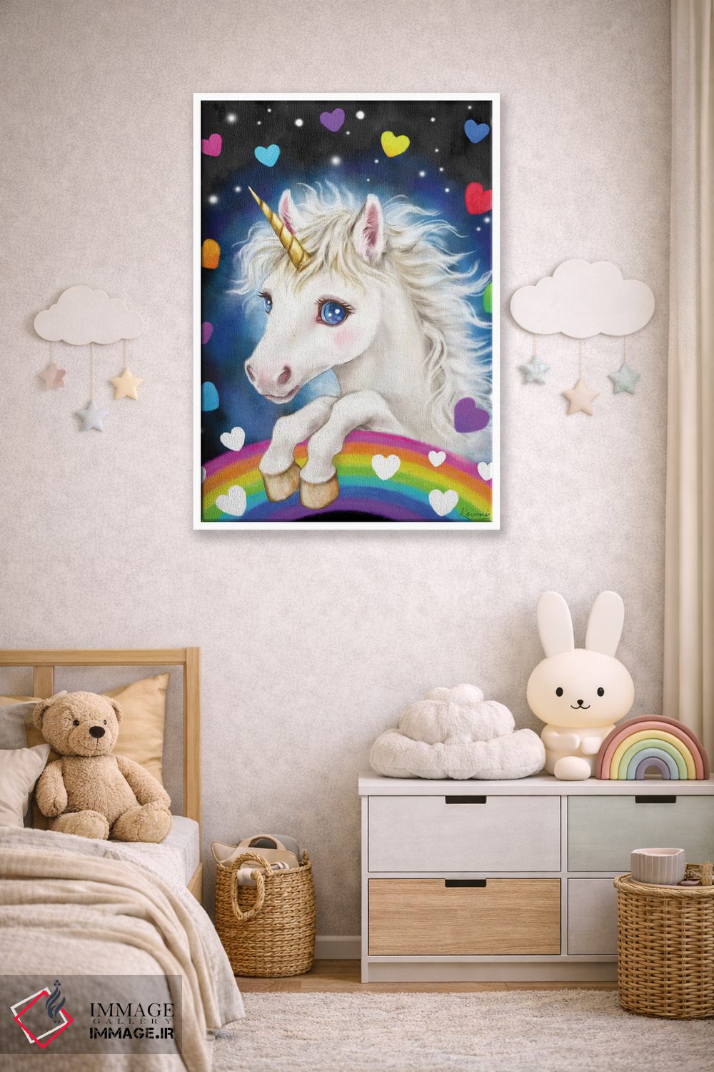 تابلو دکوراتیو اسب تک شاخ دوست داشتنی اثر کایومی هارای - D3W