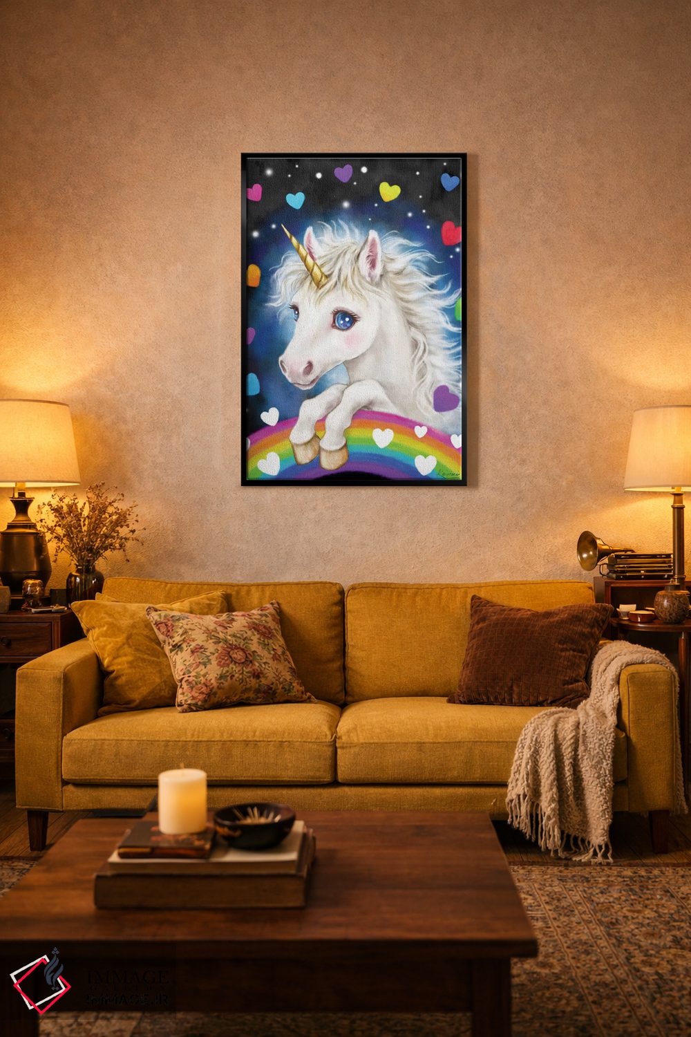 تابلو دکوراتیو اسب تک شاخ دوست داشتنی اثر کایومی هارای - D5B