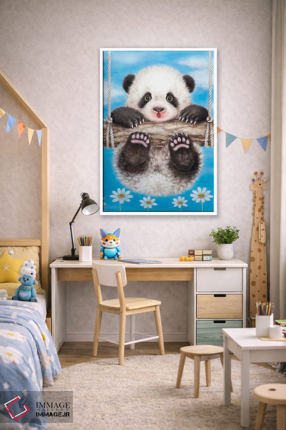 تابلو دکوراتیو پاندا روی تاب اثر کایومی هارای - D1W