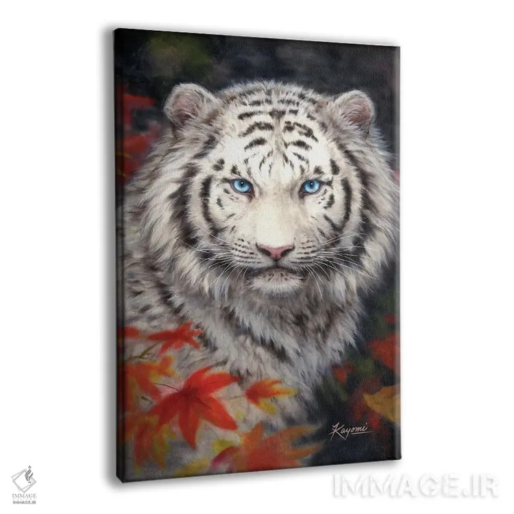 تابلو دکوراتیو پاییز ببر سفید اثر کایومی هارای - نمای پرسپکتیو محصول