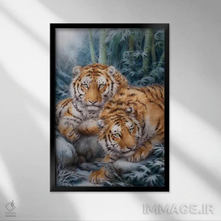 تابلو دکوراتیو بامبوهای زمستانی اثر کایومی هارای - نمای قابدار مشکی