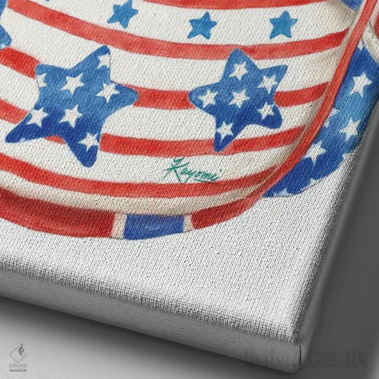 تابلو دکوراتیو گربه میهن دوست با کوله پشتی اثر کایومی هارای - نمای نزدیک بافت بوم