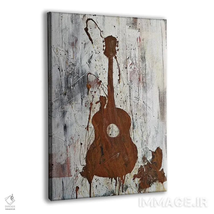 تابلو مدرن گیتار زنگ زده اثر کنت یانگستروم - نمای پرسپکتیو محصول