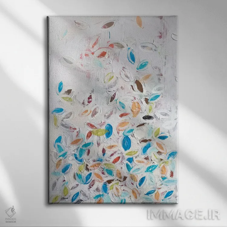 تابلو انتزاعی برگ های بهاری اثر کنت یانگستروم - نمای روبهرو روی دیوار