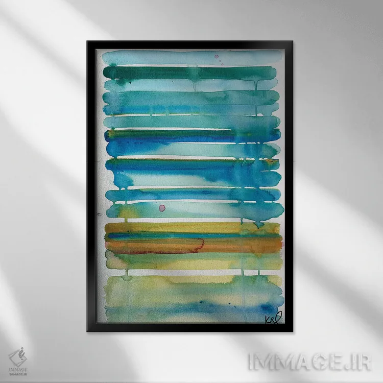 تابلو مینیمال راه راه I اثر کنت یانگستروم - نمای قابدار مشکی