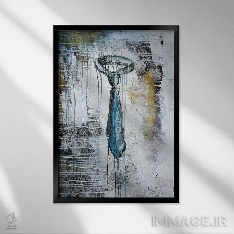 تابلو مدرن کراوات اثر کنت یانگستروم - نمای قابدار مشکی