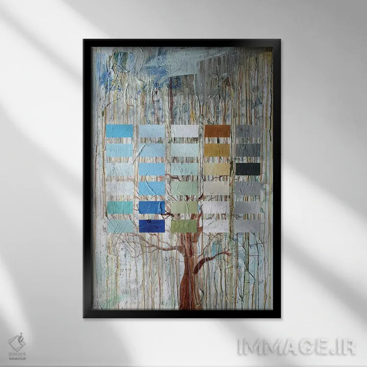 تابلو انتزاعی بلوک های درختی اثر کنت یانگستروم - نمای قابدار مشکی