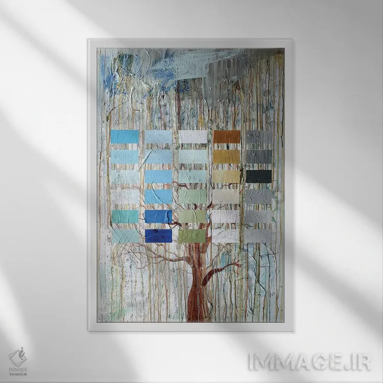 تابلو انتزاعی بلوک های درختی اثر کنت یانگستروم - نمای قابدار سفید