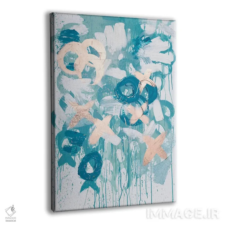 تابلو انتزاعی ایکس اوی آبی اثر کنت یانگستروم - نمای پرسپکتیو محصول